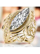 14k żółte złoto Cyrkonia Pierścionek Klasyczny Vintage vrc017y